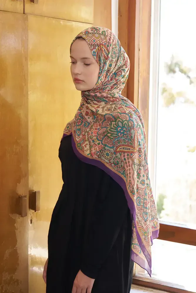 Passionate Marissa Desen Şal - Mor - MADAME POLO