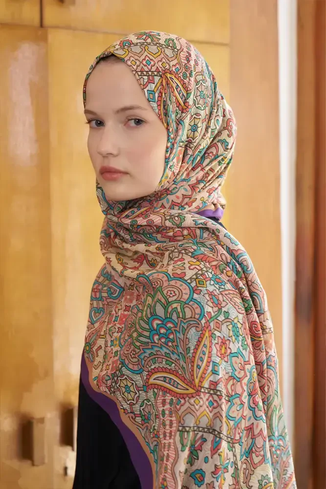 Passionate Marissa Desen Şal - Mor - MADAME POLO