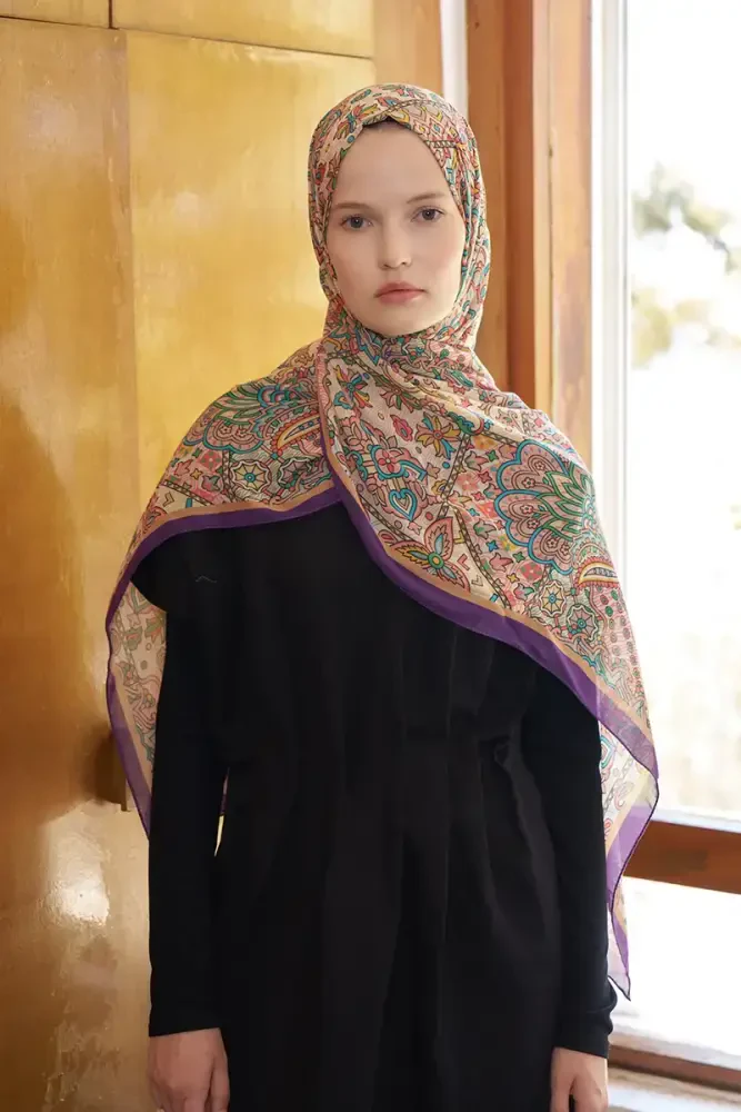 Passionate Marissa Desen Şal - Mor - MADAME POLO
