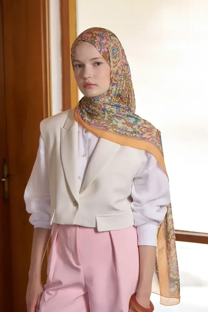 Passionate Marissa Desen Şal - Turuncu - MADAME POLO