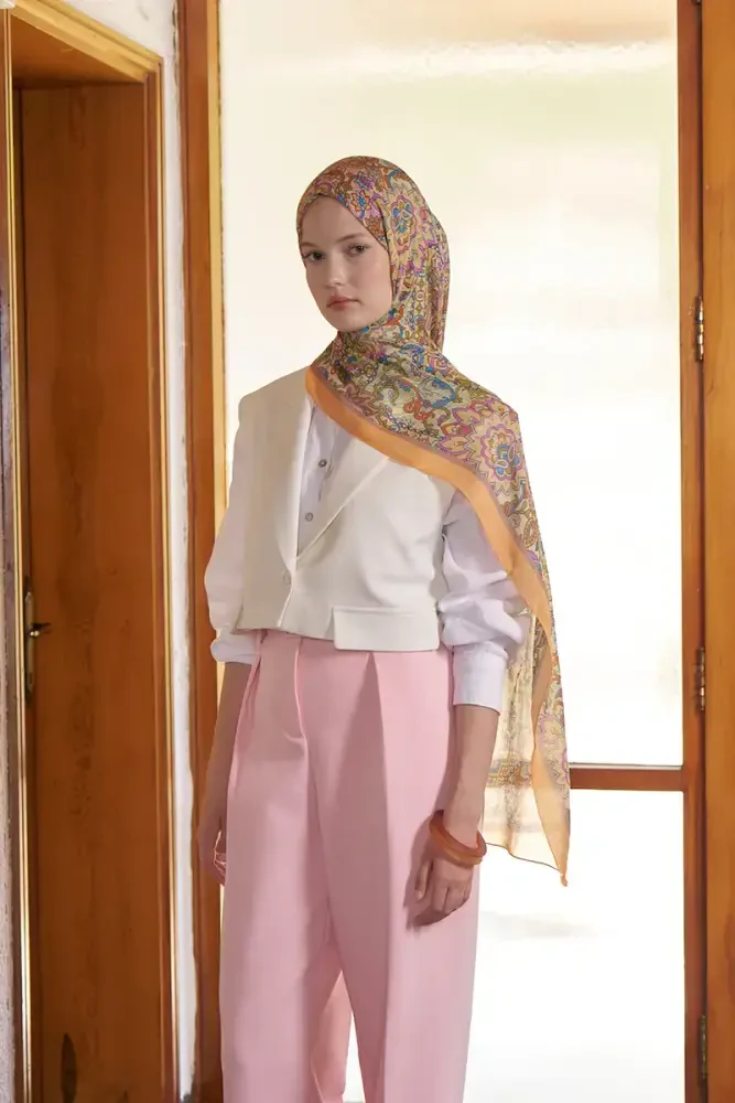 Passionate Marissa Desen Şal - Turuncu - MADAME POLO