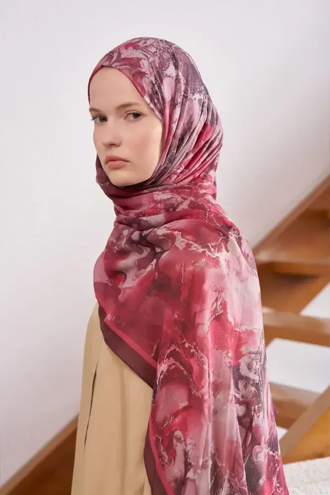 Passionate Solstice Desen Şal - Bordo - MADAME POLO