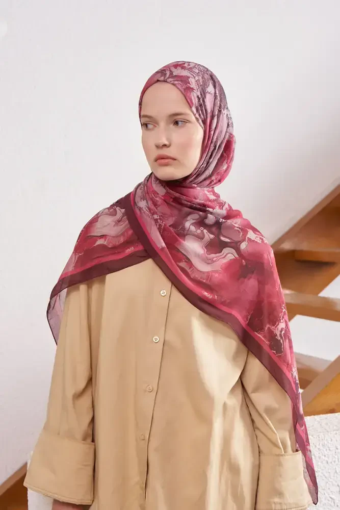 Passionate Solstice Desen Şal - Bordo - MADAME POLO