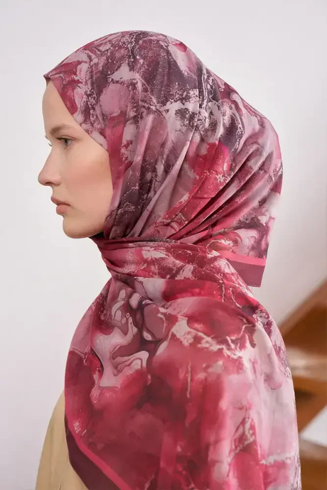 Passionate Solstice Desen Şal - Bordo - 4