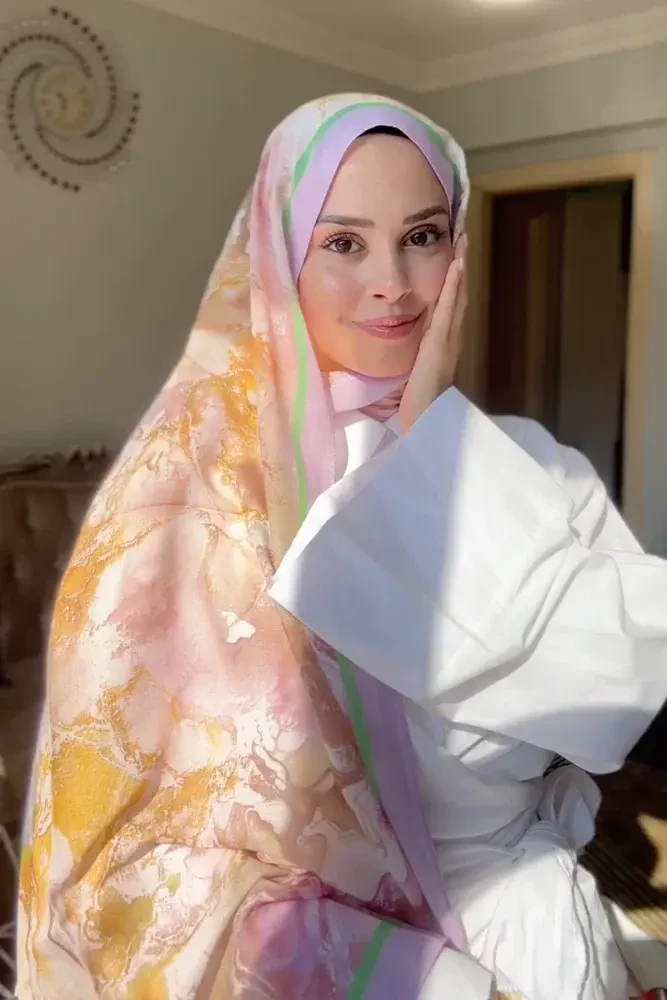 Passionate Solstice Desen Şal - Pembe - MADAME POLO