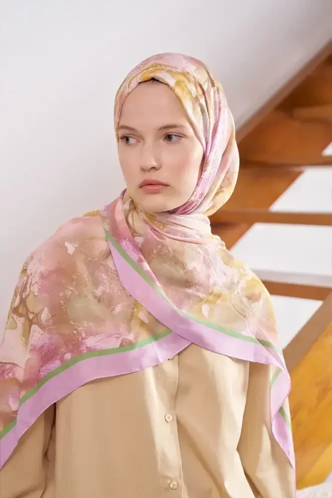 Passionate Solstice Desen Şal - Pembe - MADAME POLO