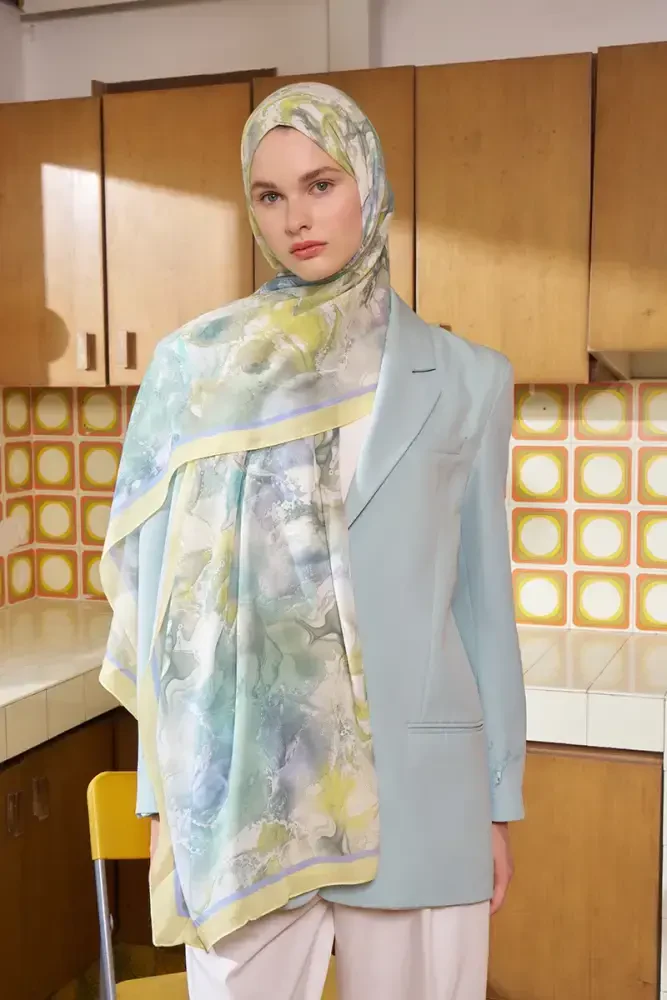 Passionate Solstice Desen Şal - Sarı - MADAME POLO