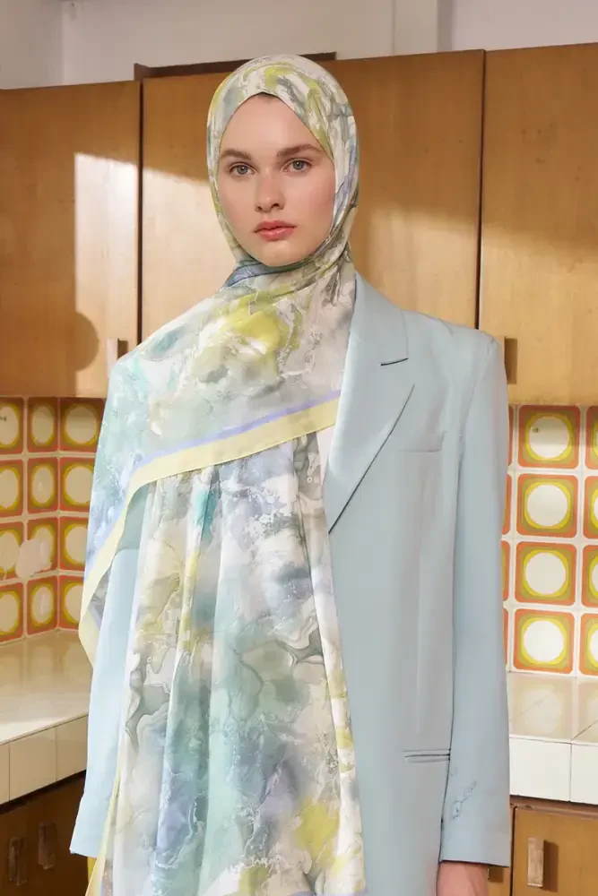 Passionate Solstice Desen Şal - Sarı - MADAME POLO