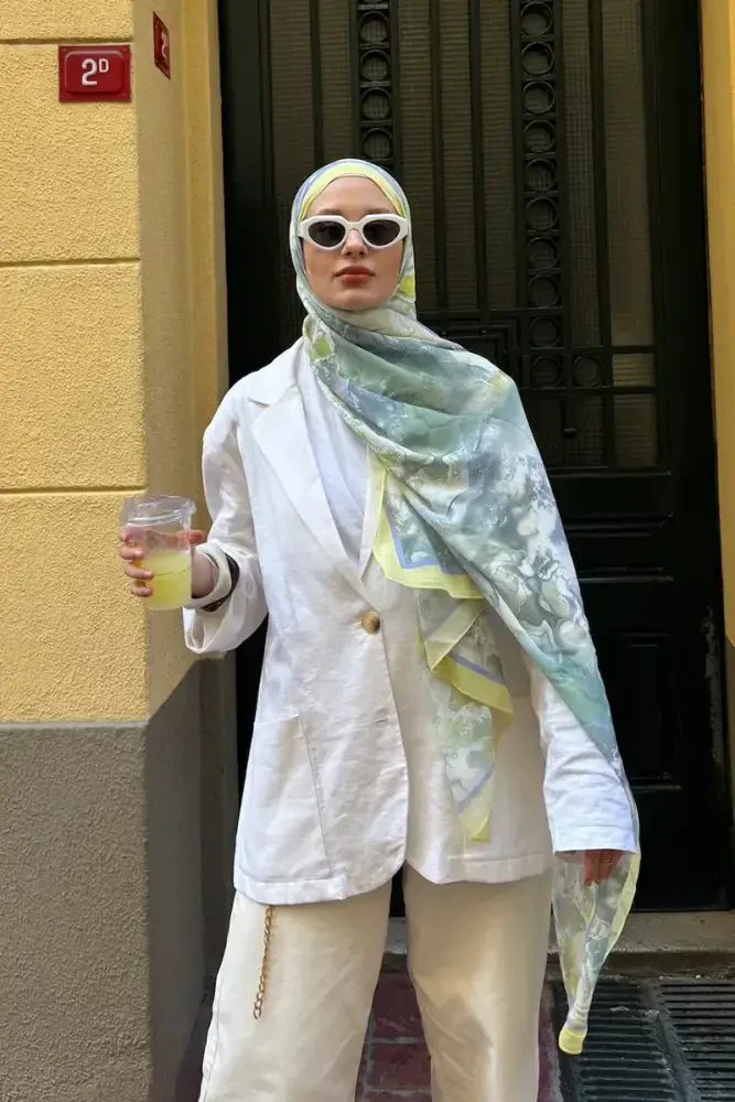 Passionate Solstice Desen Şal - Sarı - MADAME POLO