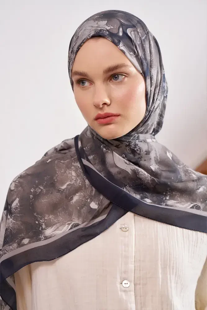 Passionate Solstice Desen Şal - Siyah - MADAME POLO