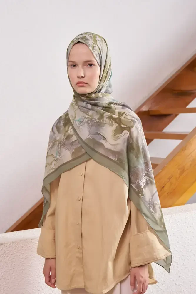 Passionate Solstice Desen Şal - Yeşil - MADAME POLO