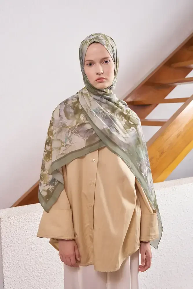 Passionate Solstice Desen Şal - Yeşil - 3