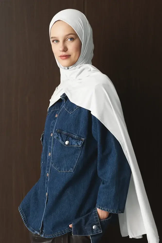 Penye Şal - Beyaz - MADAME POLO