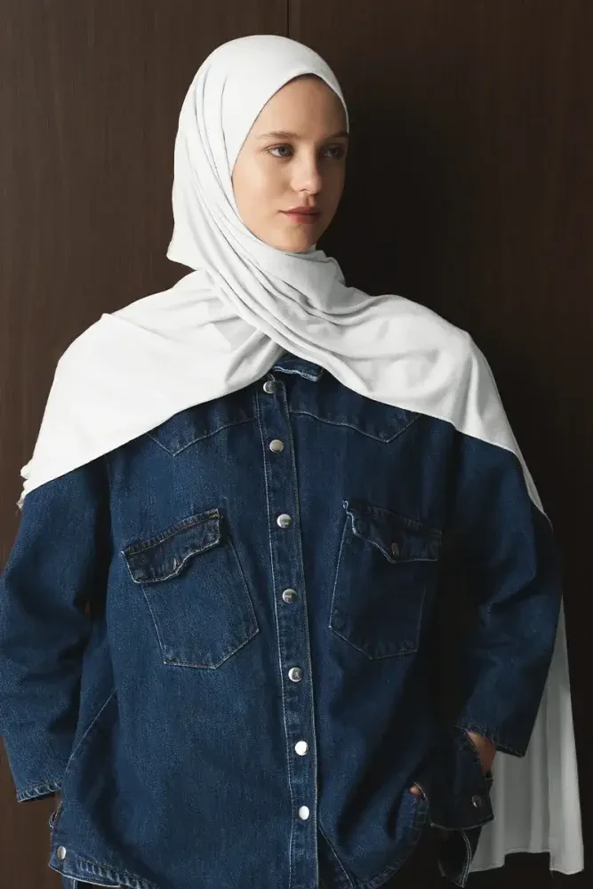 Penye Şal - Beyaz - MADAME POLO