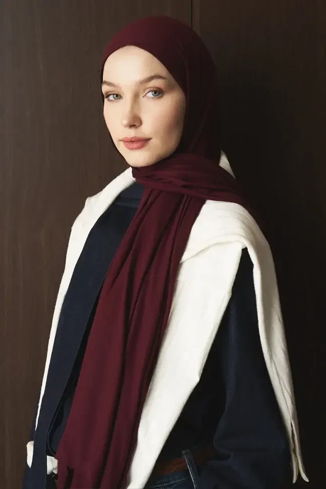 Penye Şal - Bordo - MADAME POLO