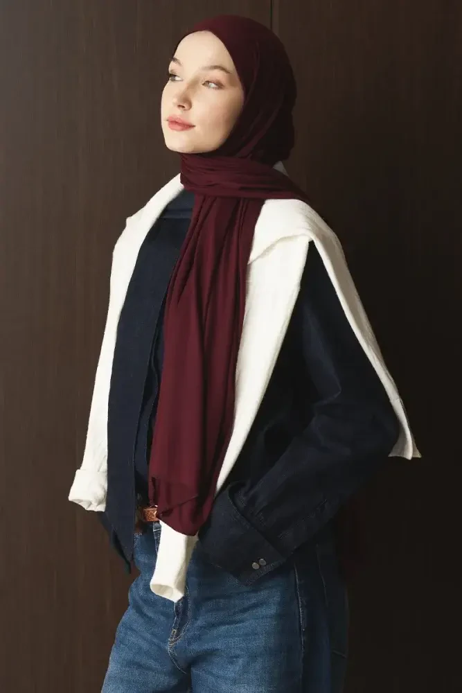 Penye Şal - Bordo - MADAME POLO