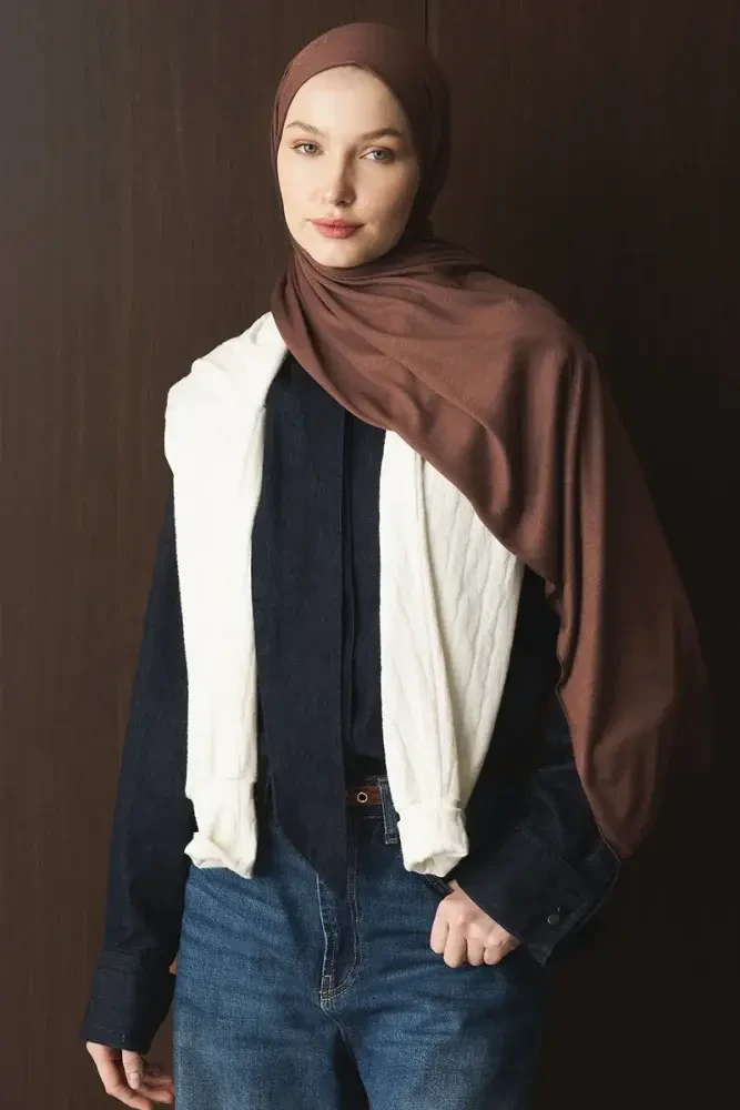 Penye Şal - Kahverengi - MADAME POLO