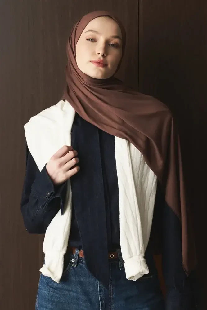 Penye Şal - Kahverengi - MADAME POLO