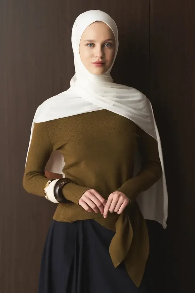 Penye Şal - Kırık Beyaz - 2