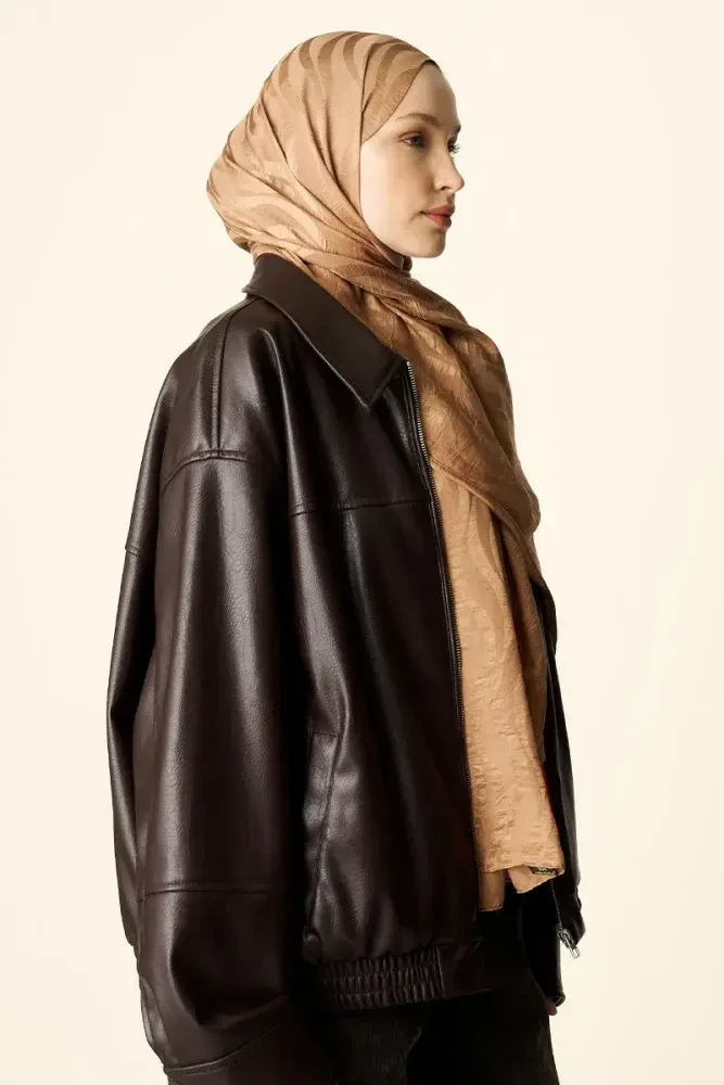 Premium Jakar Şal Dalga Desen - Bronz - MADAME POLO