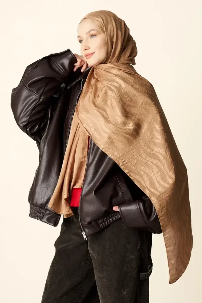 Premium Jakar Şal Dalga Desen - Bronz - 4