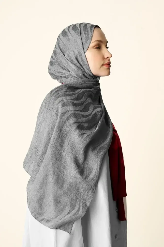 Premium Jakar Şal Dalga Desen - Füme - 2