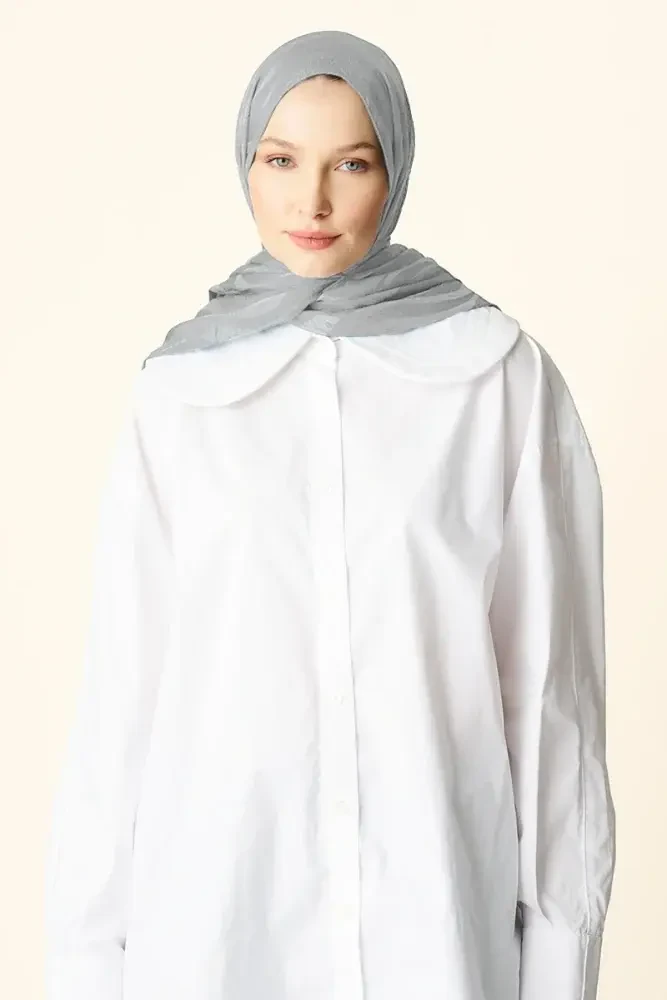 Premium Jakar Şal Dalga Desen - Gri - 1