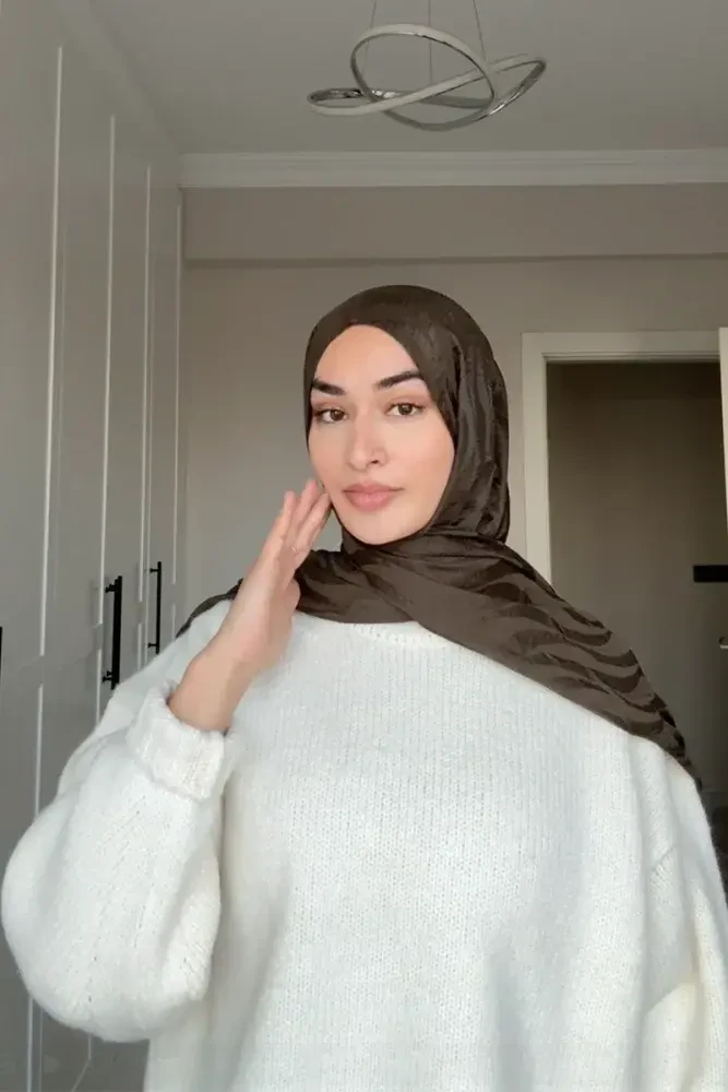 Premium Jakar Şal Dalga Desen - Haki - MADAME POLO