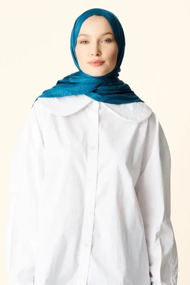 Premium Jakar Şal Dalga Desen - Petrol - 1