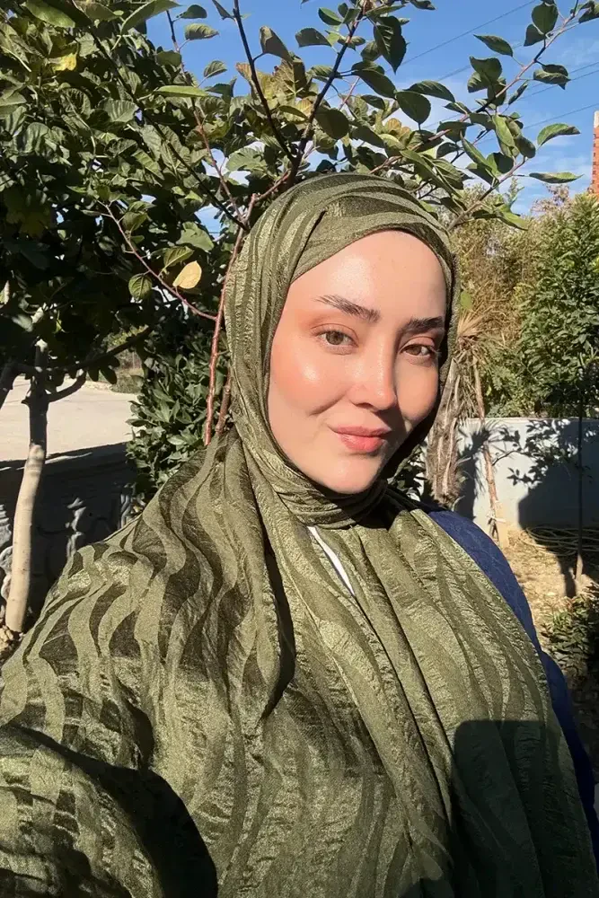 Premium Jakar Şal Dalga Desen - Yeşil - MADAME POLO