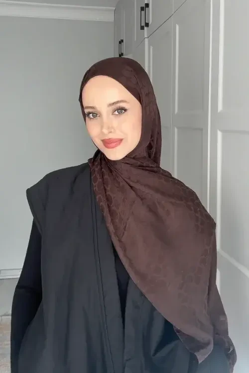 Premium Jakar Şal Halka Desen - Acı Kahve 