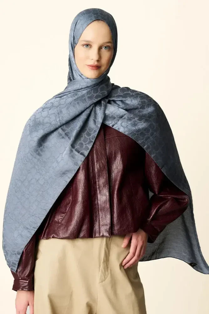 Premium Jakar Şal Halka Desen - Antrasit - MADAME POLO