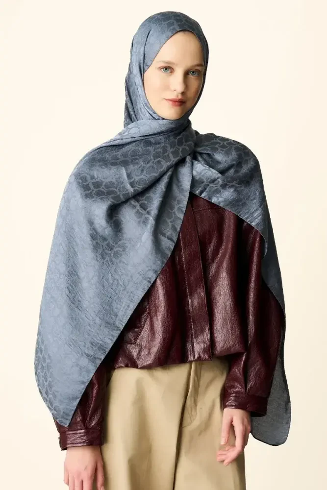 Premium Jakar Şal Halka Desen - Antrasit - MADAME POLO