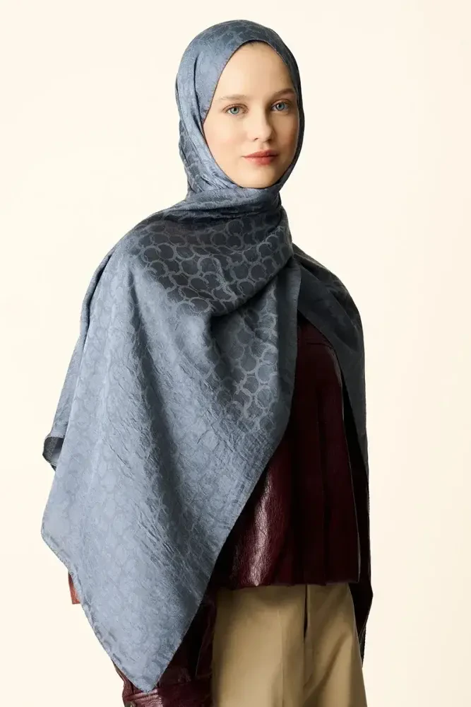 Premium Jakar Şal Halka Desen - Antrasit - MADAME POLO