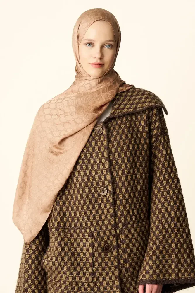 Premium Jakar Şal Halka Desen - Bronz - MADAME POLO