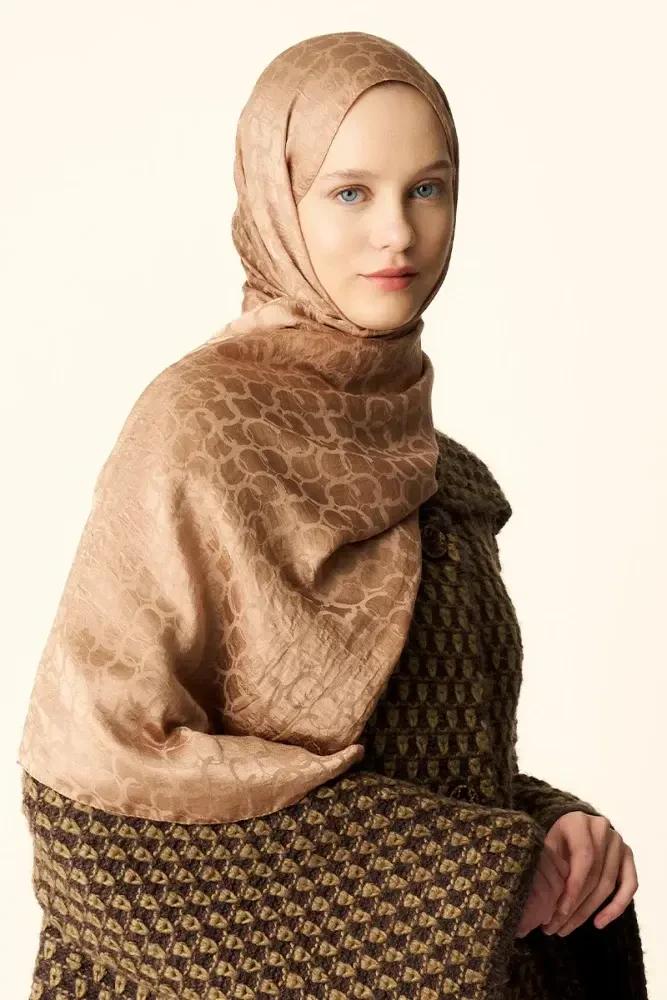 Premium Jakar Şal Halka Desen - Bronz - 2