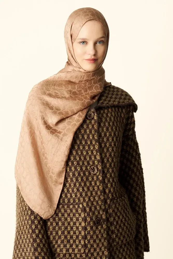 Premium Jakar Şal Halka Desen - Bronz - MADAME POLO
