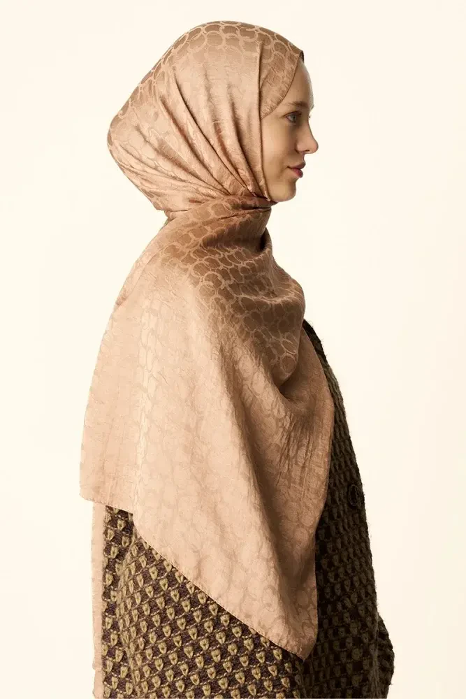 Premium Jakar Şal Halka Desen - Bronz - 4