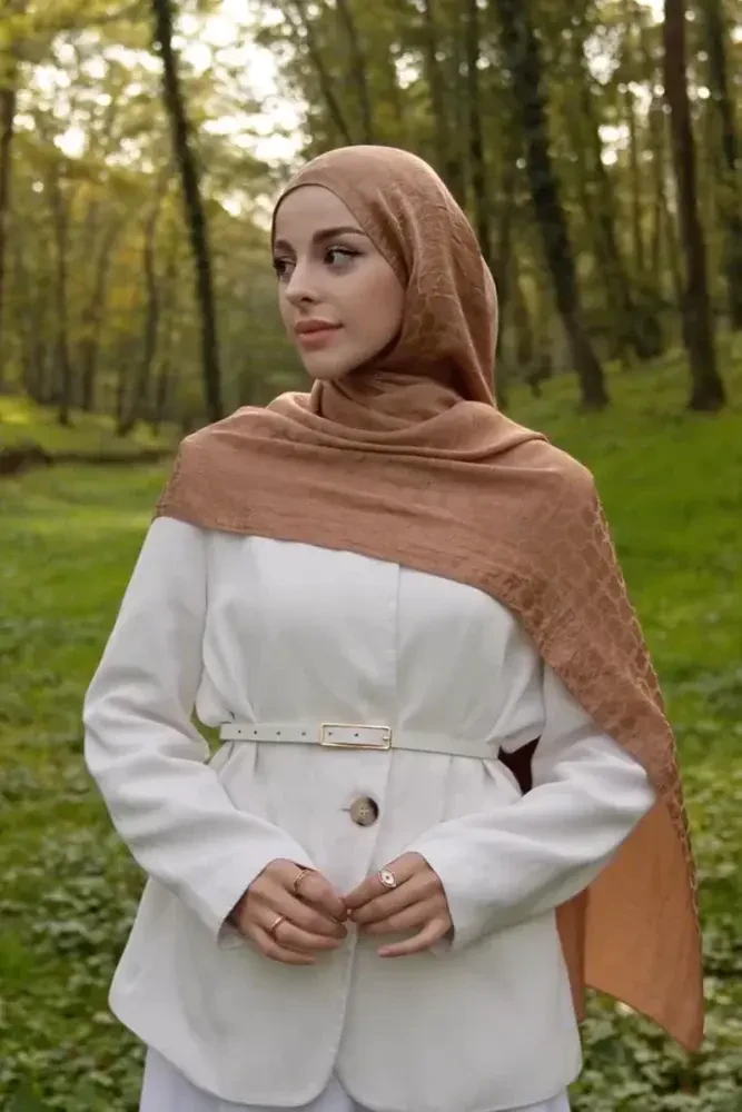 Premium Jakar Şal Halka Desen - Bronz - MADAME POLO