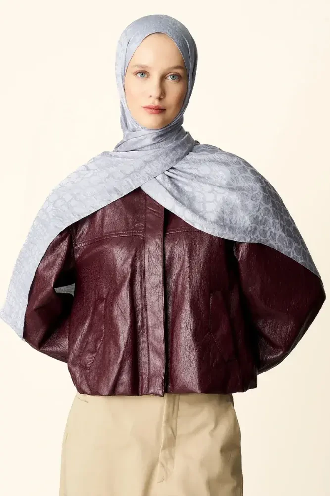 Premium Jakar Şal Halka Desen - Gri - 3
