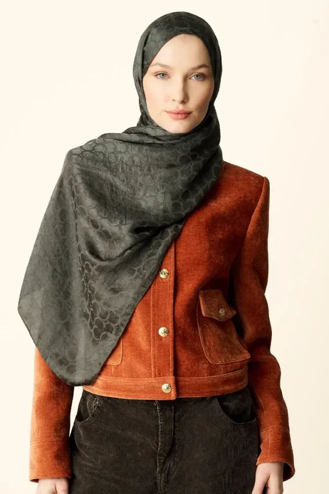 Premium Jakar Şal Halka Desen - Haki - 1