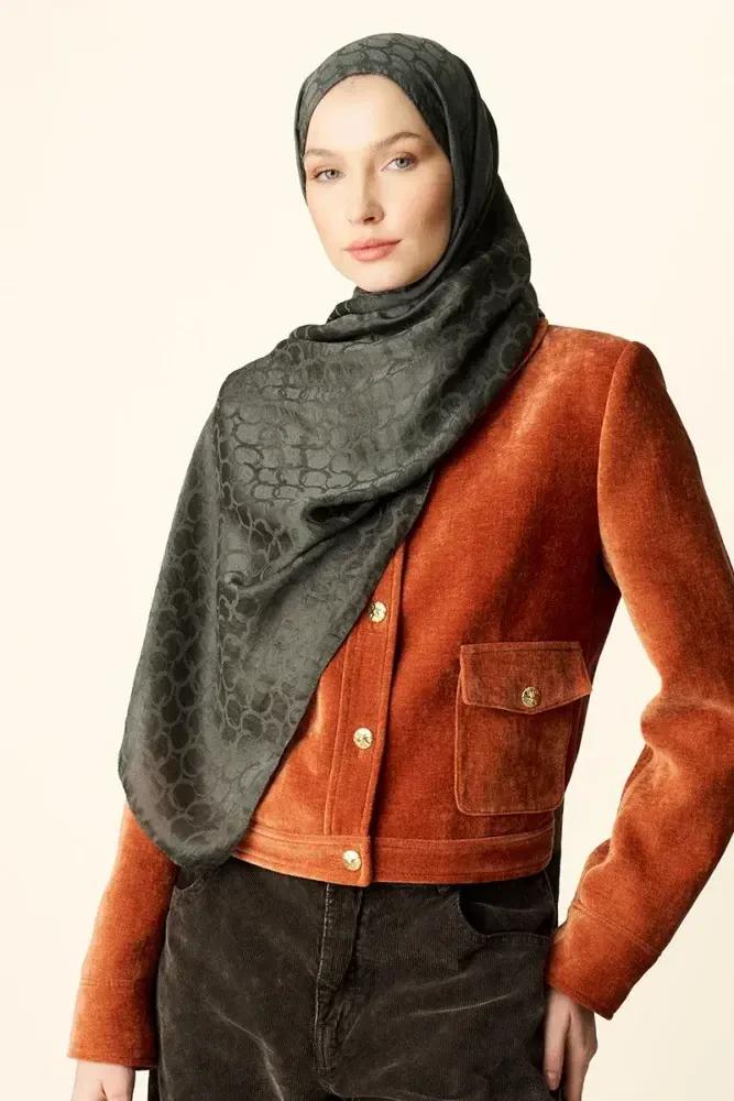 Premium Jakar Şal Halka Desen - Haki - 2