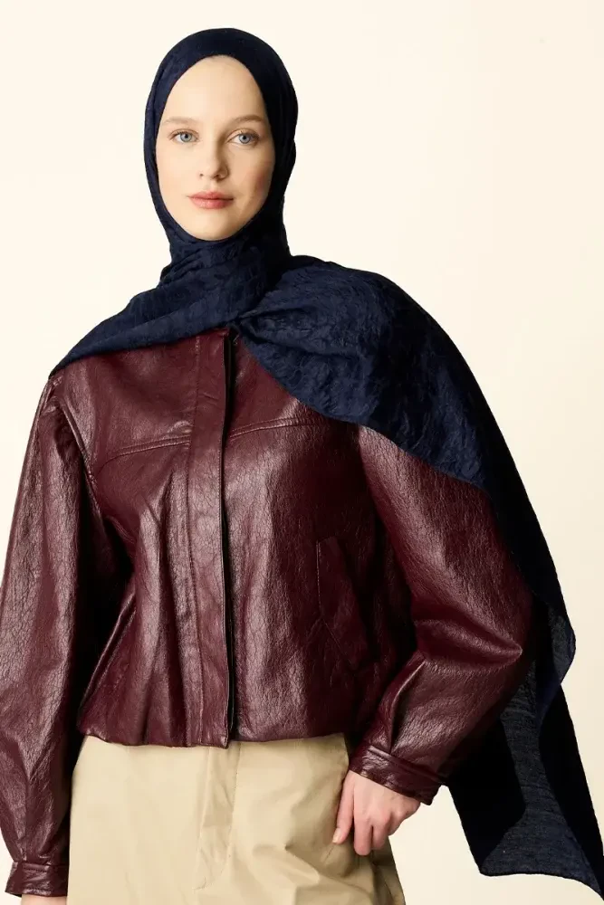 Premium Jakar Şal Halka Desen - Lacivert - 2