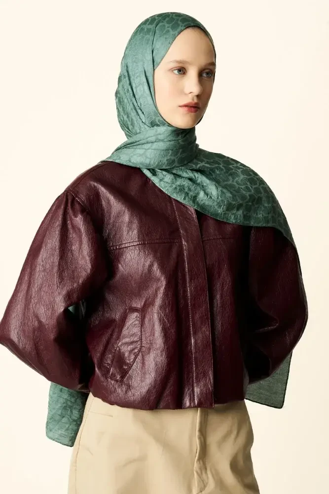 Premium Jakar Şal Halka Desen - Mint - MADAME POLO