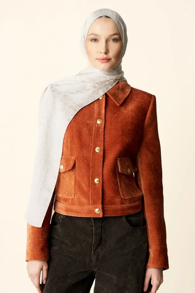 Premium Jakar Şal Halka Desen - Taş - 1