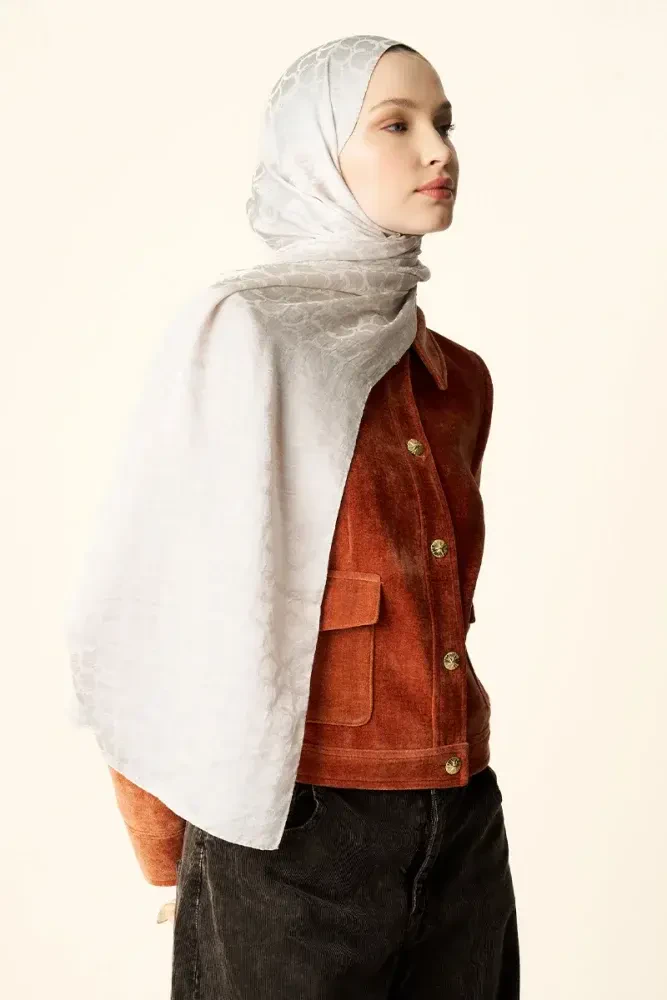 Premium Jakar Şal Halka Desen - Taş - 4