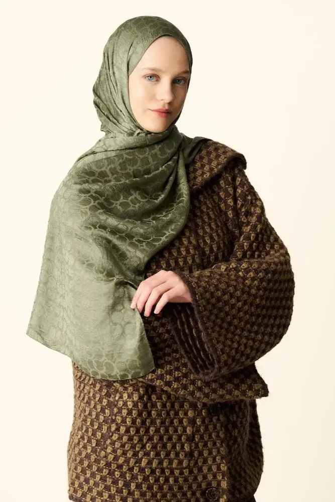 Premium Jakar Şal Halka Desen - Yeşil - 3