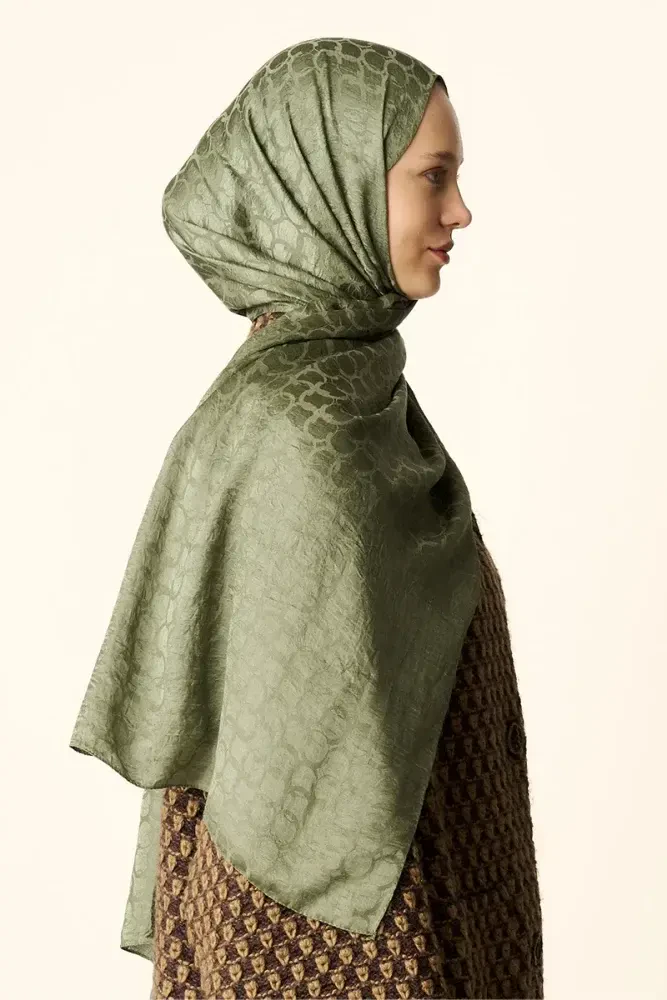 Premium Jakar Şal Halka Desen - Yeşil - 4