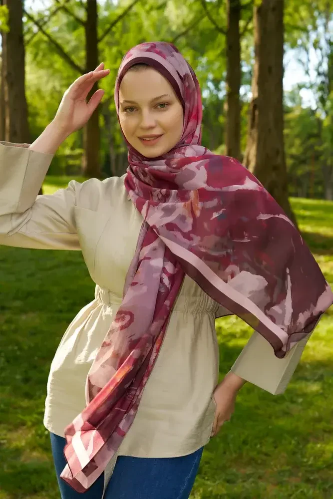 Prestige Carmen Desen Şal - Bordo - MADAME POLO