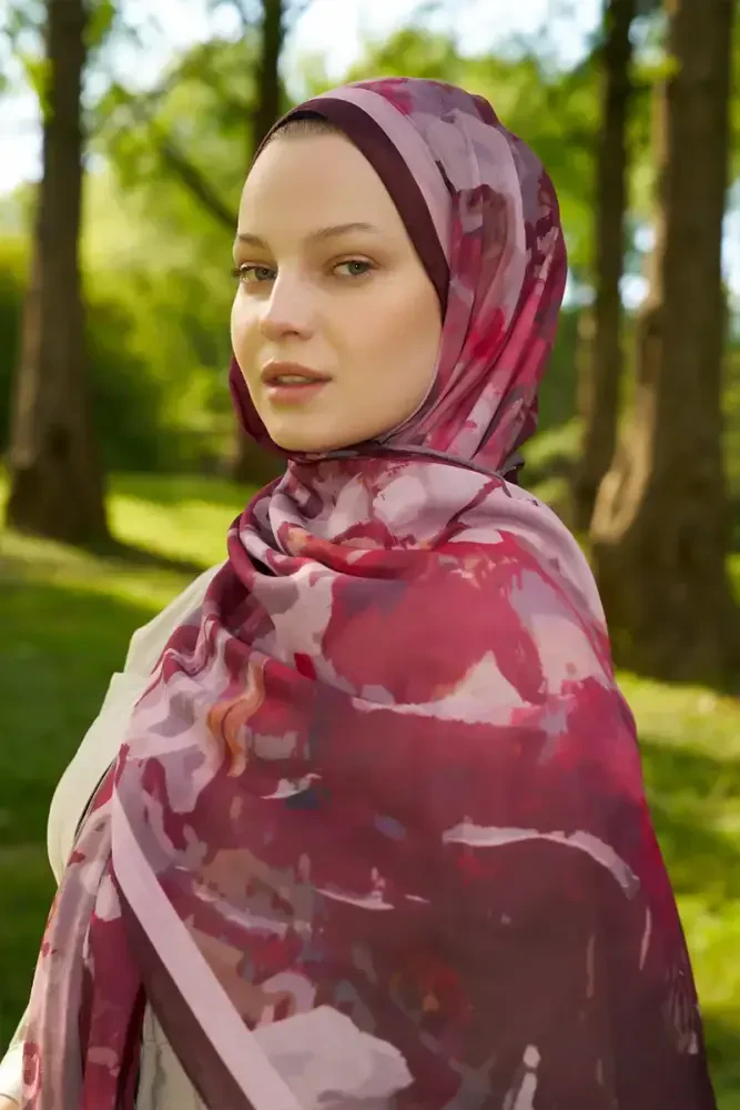 Prestige Carmen Desen Şal - Bordo - 1